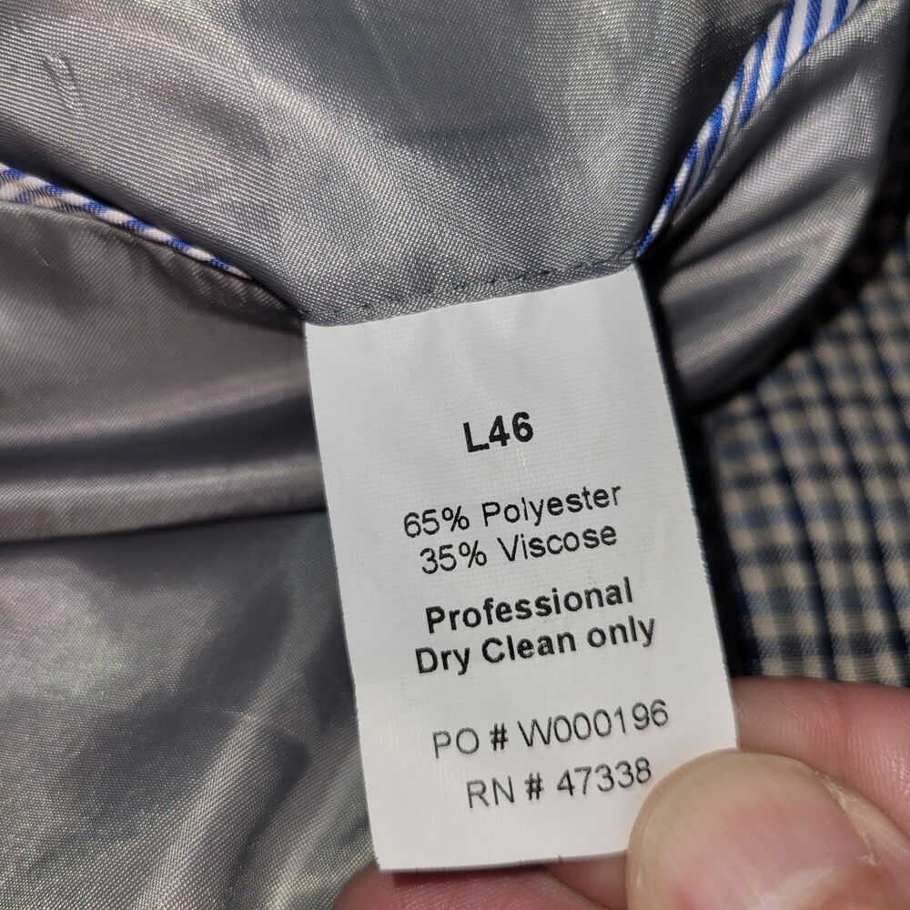 Tommy Hilfiger Blazer Mens 46L White Blue Gray Tattersall Check Plaid Jacket - Picture 9 of 11